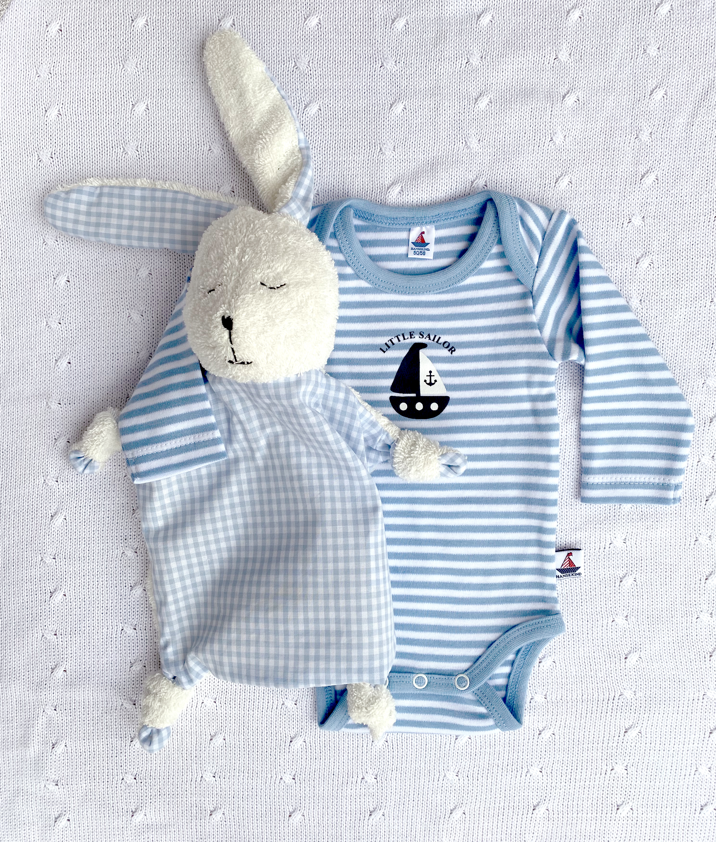 Body Langarm,50/56 hellblau-gestreift, Schiff Llittle Sailor