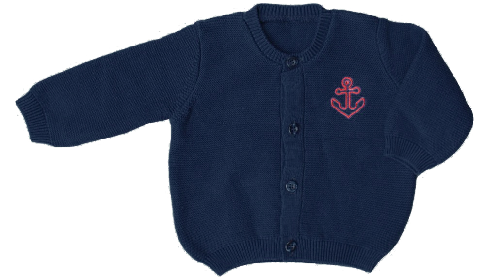 Strickjacke Navy mit Ankerstickerei | 100 % Baumwolle | Maritime Kindermode von Hansekind