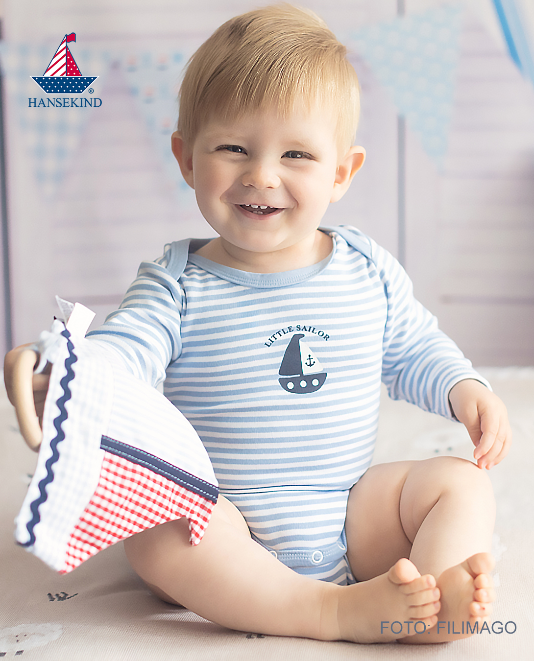 Body Langarm,50/56 hellblau-gestreift, Schiff Llittle Sailor