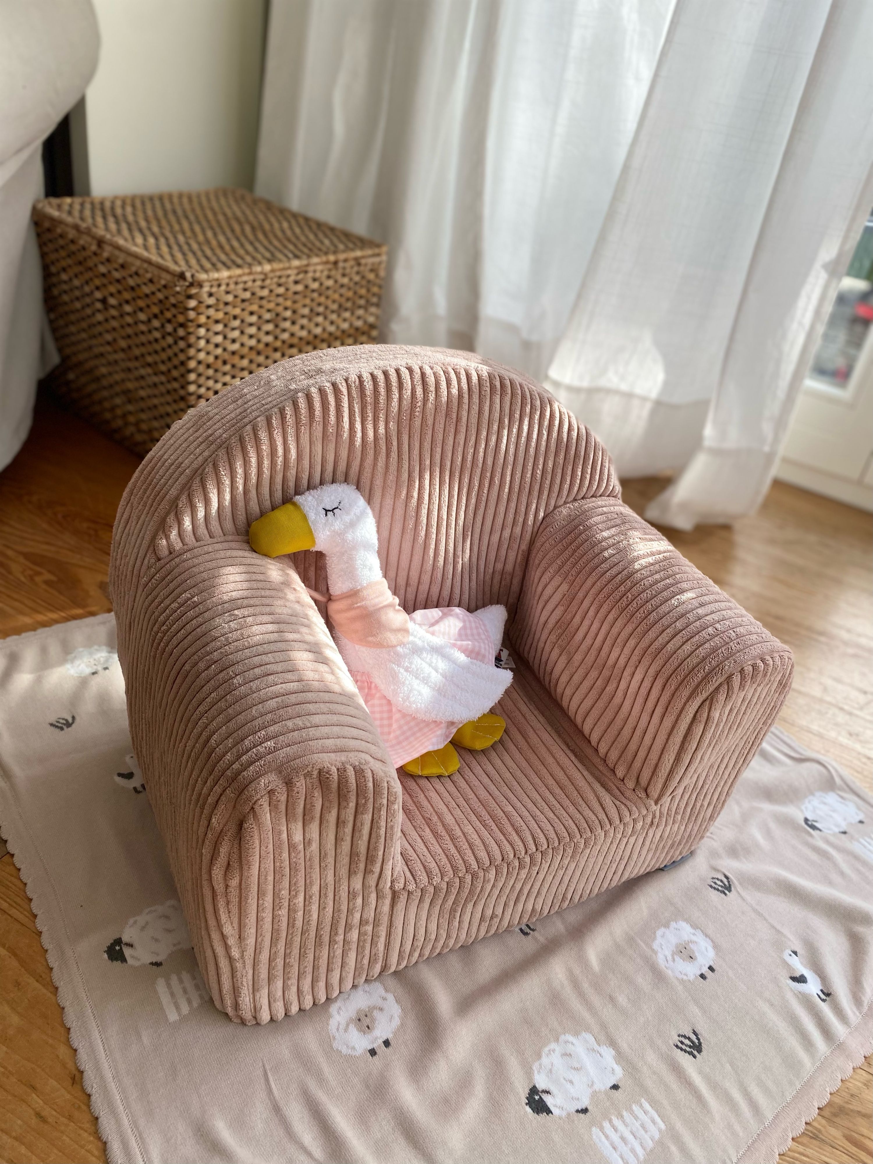 Kindersessel Cord altrosa mit waschbarer Husse