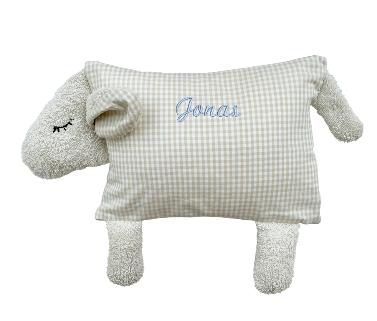 Kuschelkissen Schaf – personalisierbares Babykissen zur Geburt