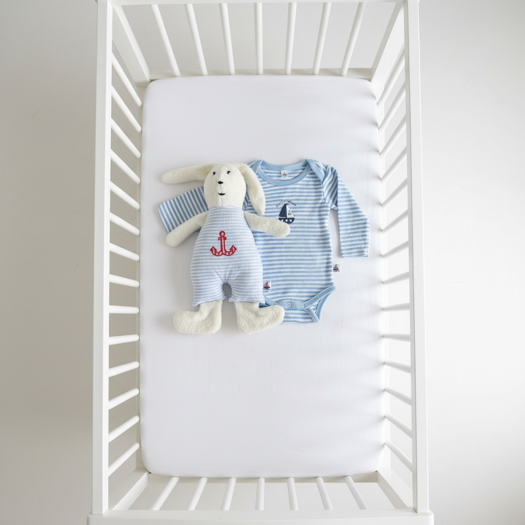 Geschenkeset „Willkommen“ 62/68 | Baby Body aus Bio-Baumwolle & Kuscheltier Hase | Geschenk zur Geburt
